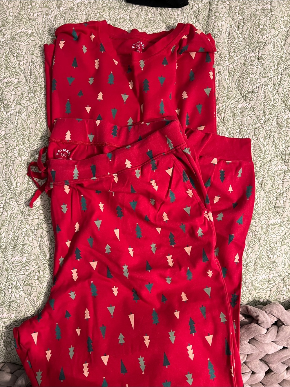 Red Holiday Tree Print Pajama Set